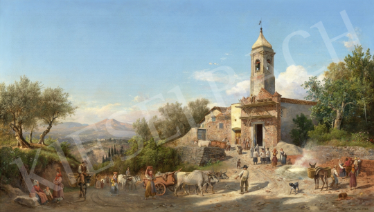 Ifj. Markó Károly - Itáliai táj (Firenze mellett), 1882 | 61. Tavaszi Aukció aukció / 149 tétel