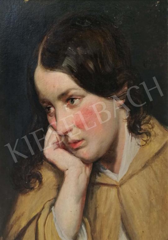 Unknown painter, about 1850 - Thinking young girl painting