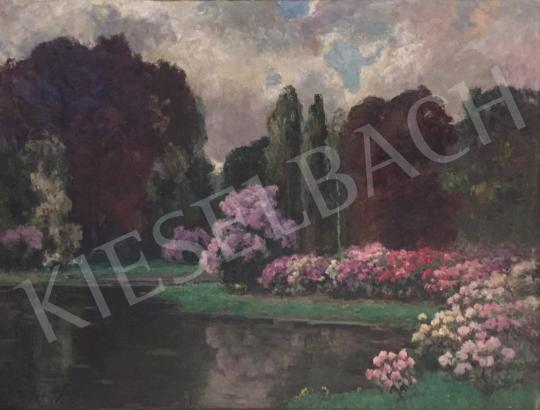  Kárpáthy, Jenő - Floral lakeside painting