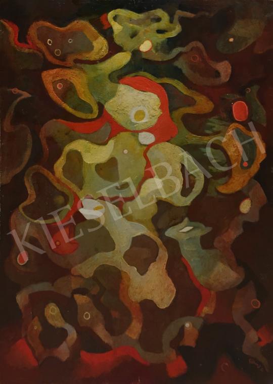 Eladó  Gábor Jenő - Piros-sárga kompozíció festménye