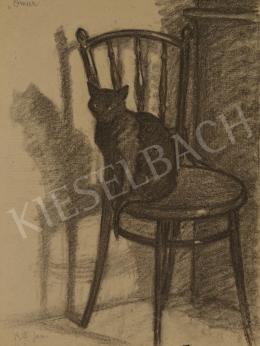 Huzella, Pál - Black Cat on the Chair (Omar) (1915)