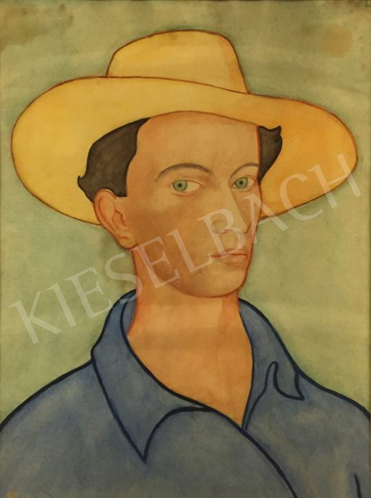 For sale Unknown painter, about 1930 - Portrait with a straw hat 's painting