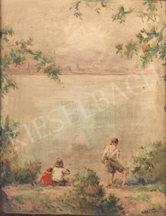 For sale Guzsik, Ödön - Fishing kids on the Danube bank 's painting