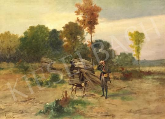 Neogrády, Antal - In hunting blind painting