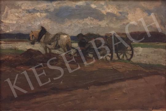 For sale Zombory, Lajos - Horse carriage on the waterfront 's painting