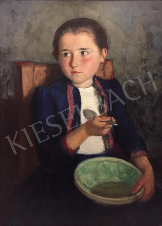  Glatz, Oszkár - Lunching girl painting