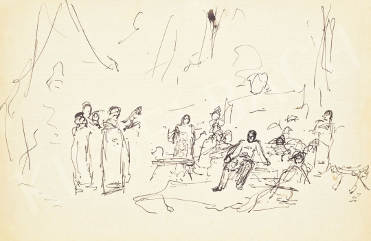 Munkácsy, Mihály - Mihály Munkácsy’s First Sketch to the Hungarian Conquest, 1880s | 62st Autumn Auction auction / 16 Lot