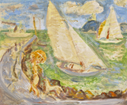  Szabó, Vladimir - Sailing Boat on Lake Balaton with Tihany Abbey | 62st Autumn Auction auction / 40 Lot