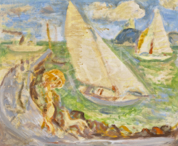  Szabó, Vladimir - Sailing Boat on Lake Balaton with Tihany Abbey 