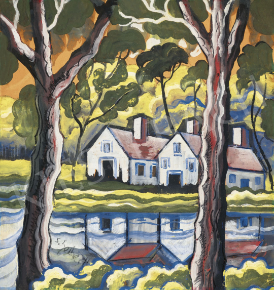  Scheiber, Hugó - Houses by the Waterfront (Mirroring), 1930s | 62st Autumn Auction auction / 43 Lot