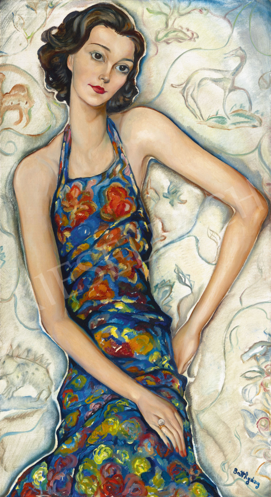 Batthyány Gyula - Fiatal lány virágos ruhában (Friderika Veith), 1930-as évek közepe | 62. Őszi Aukció aukció / 76 tétel