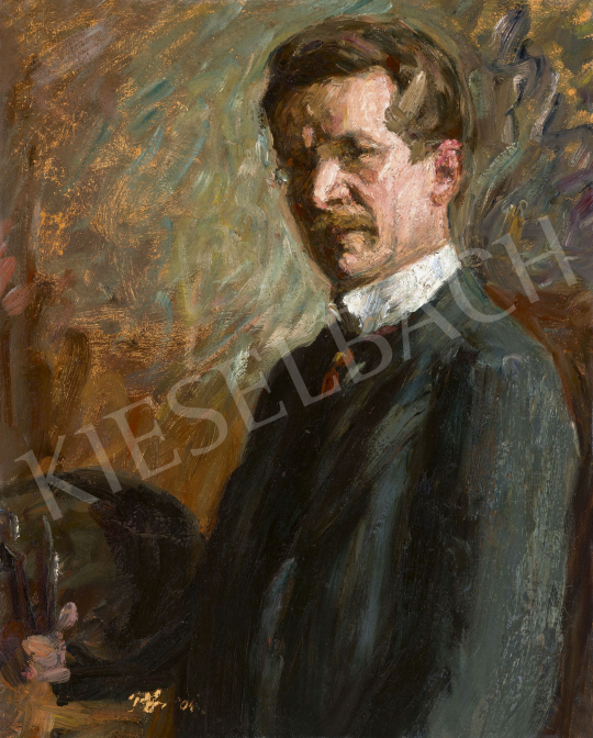  Pór Bertalan - Festő műteremben palettával, 1906 | 62. Őszi Aukció aukció / 108 tétel