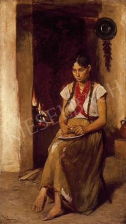  Aggházy, Gyula - Girl in front of a Stove 