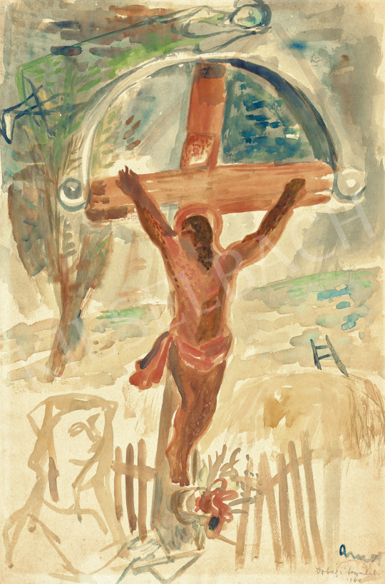  Ámos Imre - Feszület felett repülő (Izbégi feszület), 1940 | 62. Őszi Aukció aukció / 123 tétel