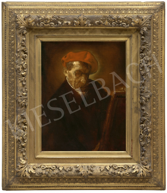Szüle Péter - Vörös barettes önarckép (Rembrandtos önarckép), 1920-as évek | 62. Őszi Aukció aukció / 176 tétel