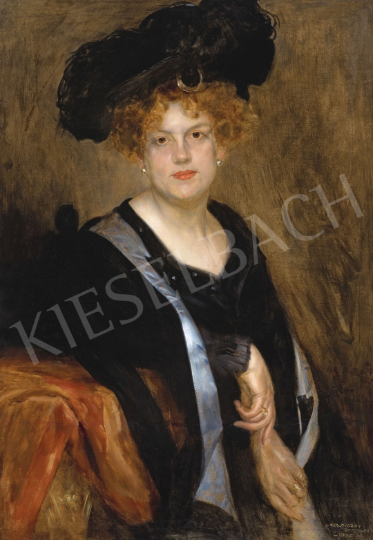  Karlovszky Bertalan - Vöröshajú hölgy kalapban | 62. Őszi Aukció aukció / 183 tétel