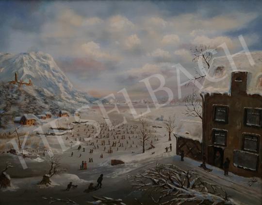 For sale  21st century painter - Winter Landscape (Ice Skaters) 's painting