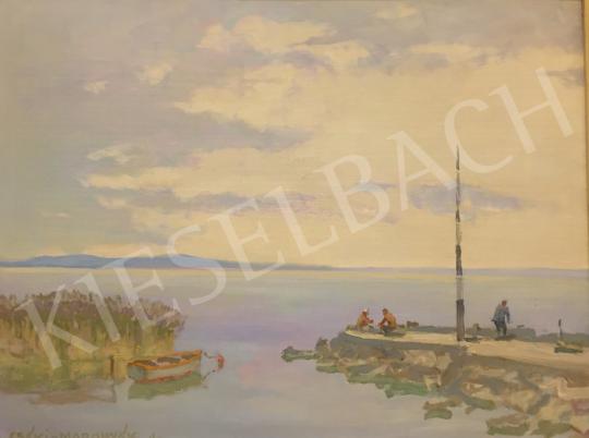  Csáki-Maronyák, József - Fishermen of Balaton (Fonyód harbor) painting