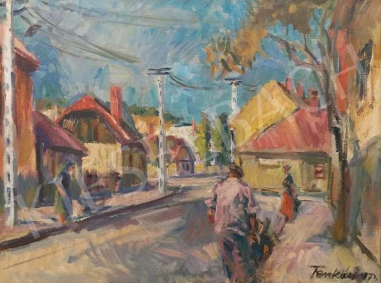 Tenkács, Tibor - Street in Tokaj, 1973 painting