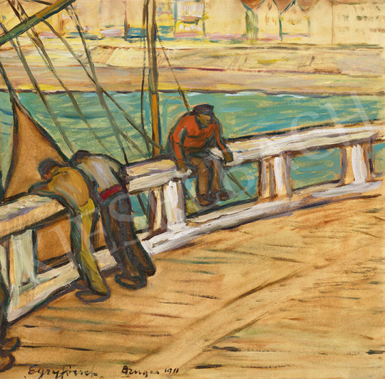 Egry, József - Sailing in Harbour (Bruge Detail), 1911 | 63st Winter Auction auction / 17 Lot