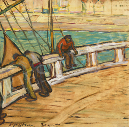 Egry József - Vitorlás kikötőben (Bruge-i részlet), 1911 