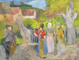  Szőnyi, István - Talkers on the Sunny Street by Zebegény, 1930s 