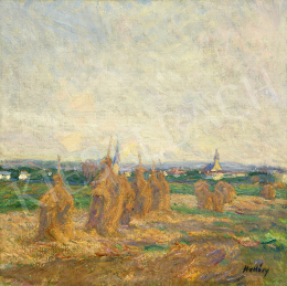 Hollósy, Simon - Landscape with Haystacks (Técső) 