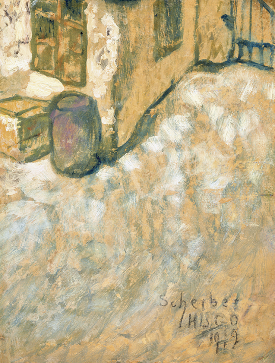  Scheiber Hugó - Téli udvar (Hóolvadás), 1919 | 63. Téli Aukció aukció / 94 tétel