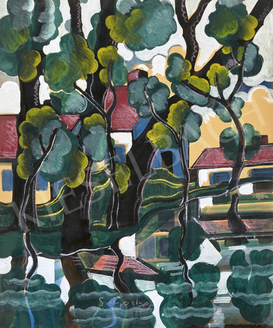  Scheiber, Hugó - Waterfront Landscape with Reflections | 63st Winter Auction auction / 105 Lot