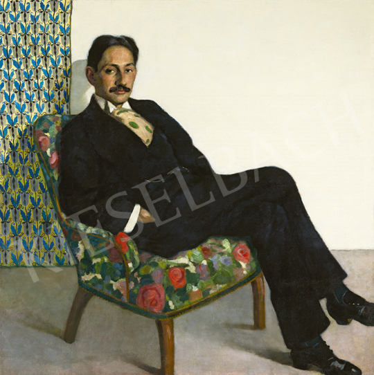  Kövér Gyula - Karosszékben ülő férfi, 1910-es évek | 63. Téli Aukció aukció / 156 tétel