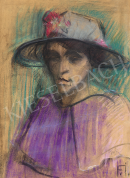  Farkas, István - The Purple Dress (Girl in Hat), 1923 