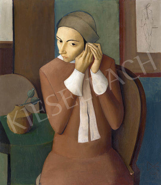  Domanovszky Endre - Bella szépítkezik, 1929 | 63. Téli Aukció aukció / 183 tétel