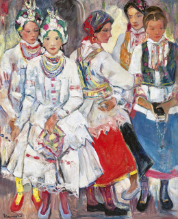 Udvary, Pál - Girls in Traditional Costume 