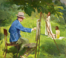  Benkhard, Ágost - István Réti Paints (In the Open-Air), 1935 