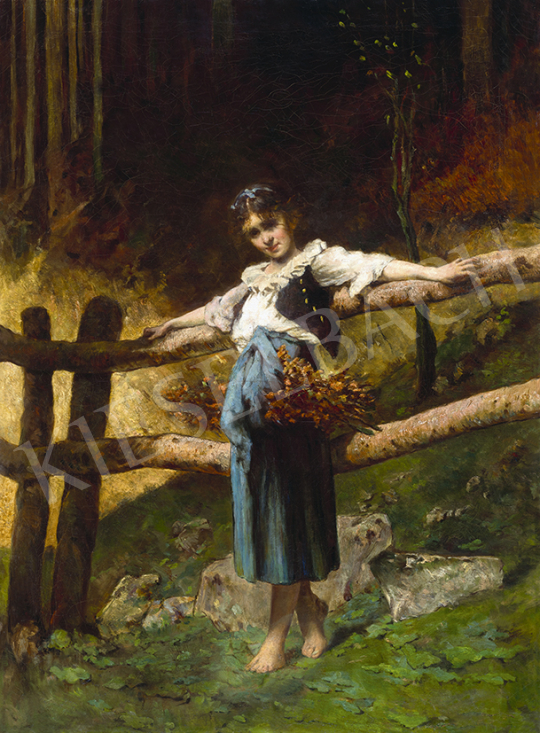  Ismeretlen közép-európai festő, 19. század vége - Kislány | 63. Téli Aukció aukció / 146 tétel
