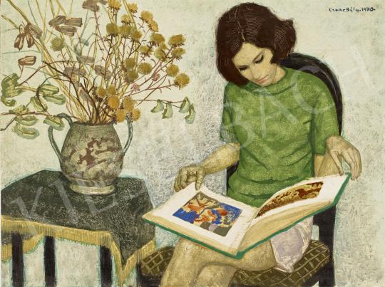  Czene Béla - Olvasó nő  festménye
