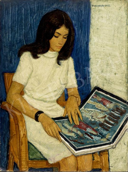  Czene, Béla jr. - Woman in yellow dress painting