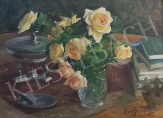 For sale  Benkhard, Ágost - Yellow rose still life 's painting