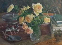  Benkhard, Ágost - Yellow rose still life 