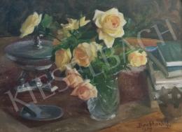  Benkhard, Ágost - Yellow rose still life 