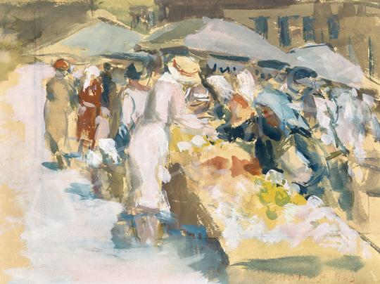 Morinyi Ödön - A bécsi Naschmarkt, 1943 festménye