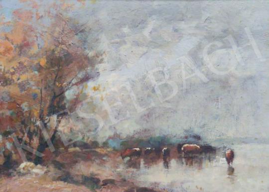 For sale  Páldy, Aladár - Cows on the waterfront 's painting