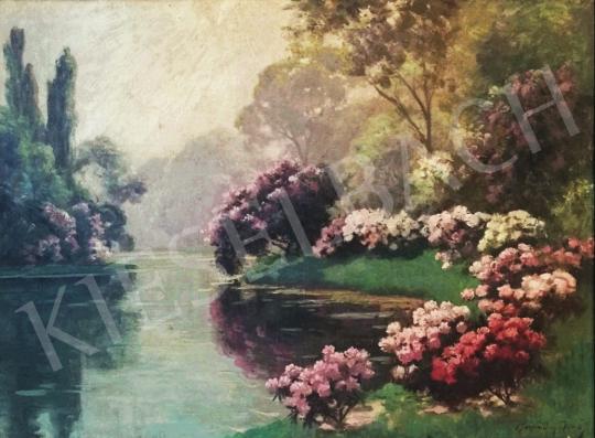 For sale  Kárpáthy, Jenő - Summer flowers on the riverbank 's painting