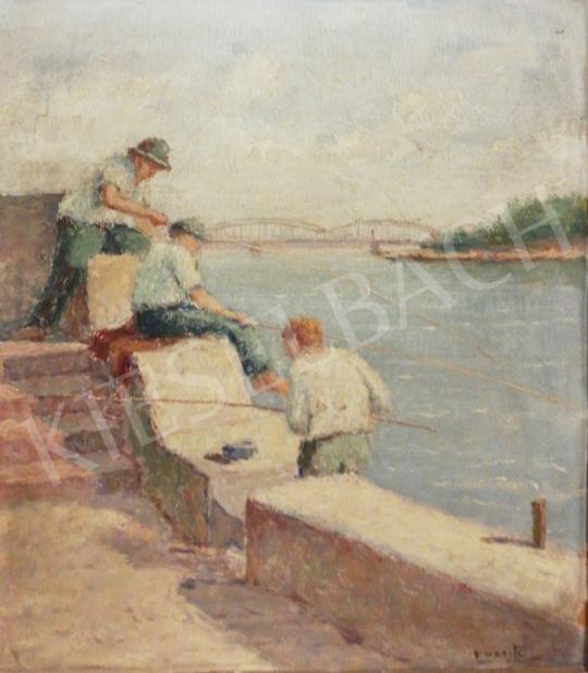 For sale Guzsik, Ödön - Fishing Boys on the Quay of Szeged 's painting