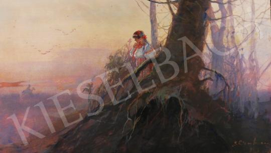 For sale  Unknown Hungarian painter, about 1910 - Hungarian Girl in Traditional Costume at Dawn 's painting