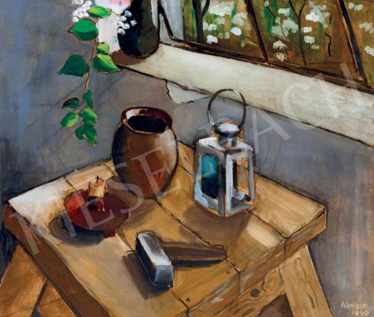 For sale  Illés, Árpád - Studio Still Life with Flowers (Miklós Borsos Atelier), 1941 's painting