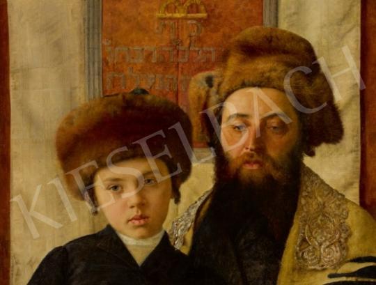  Kaufmann Izidor - Rabbi portré fiatal tanítvánnyal festménye