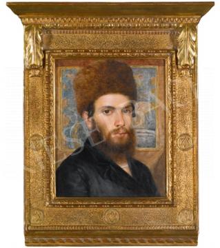  Kaufmann Izidor - Fiatal rabbi portréja, 1897 körül festménye