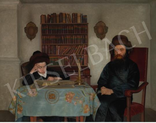  Kaufmann Izidor - Rabbi fiatal tanítvánnyal festménye