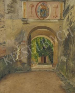  Kaufmann, Izidor - An imposing Archway with a Coat-of-Arms painting